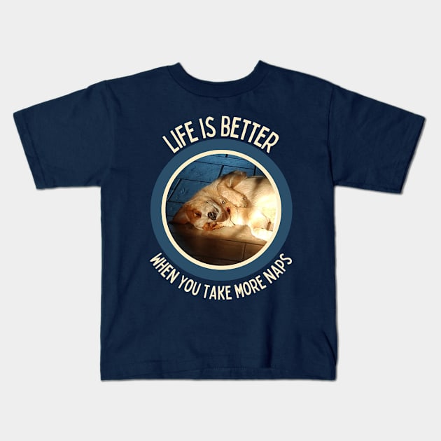 Australian Cattle Dog-Life Is Better When You Take More Naps Kids T-Shirt by Kenny The Bartender's Tee Emporium